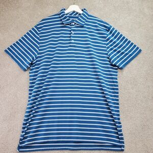 Southern Tide Mens XL Blue White Stripe Performance Golf Polo Shirt